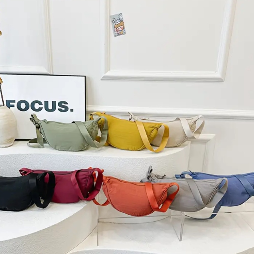 Crescent Moon Shaped Nylon Crossbody Bag NWOT